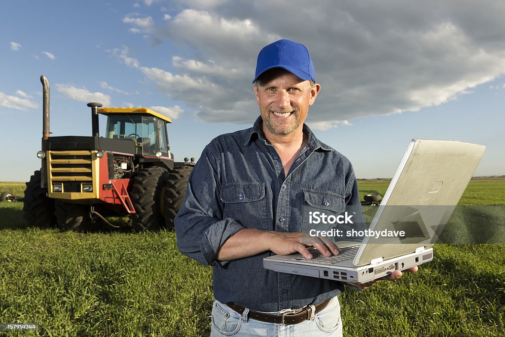 Farmer and Technology  Agriculture Stock Photo