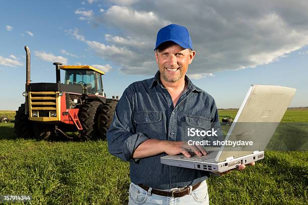 Farmer And Technology Stock Photo - Download Image Now - Agriculture, Technology, Agricultural Field