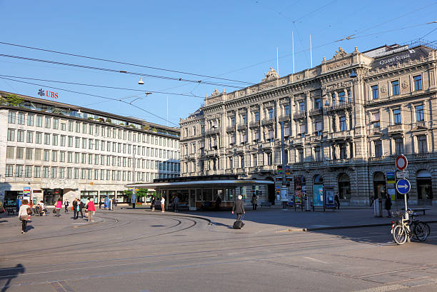 UBS and Credit Suisse at Paradeplatz stock photo