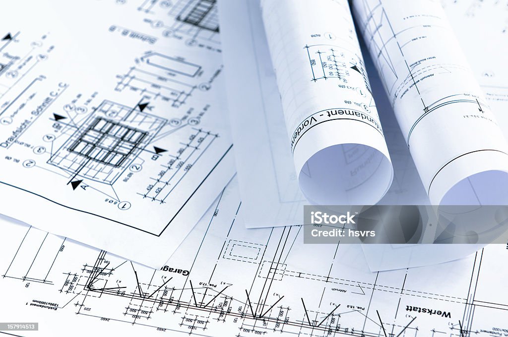 Plano de projeto para a construção da casa - Foto de stock de Plano de arquitetura royalty-free