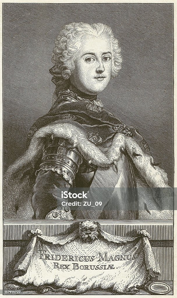 Frederick II (Frederick the Great, 1712-1786 - Lizenzfrei Asiatischer Holzschnitt Stock-Illustration
