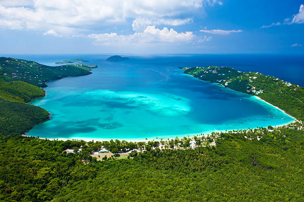aerial view of Magens Bay, Saint Thomas, US Virgin Islands aerial view of Magens Bay in Saint Thomas, US Virgin Islands st. thomas virgin islands photos stock pictures, royalty-free photos & images