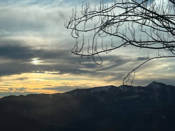 istock Horizon on mountains at sunset light 1579190605