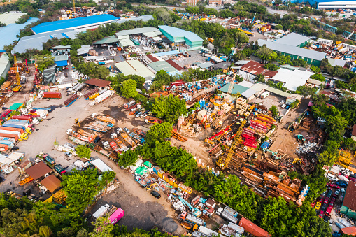 Drone view of Metal recycling yard
