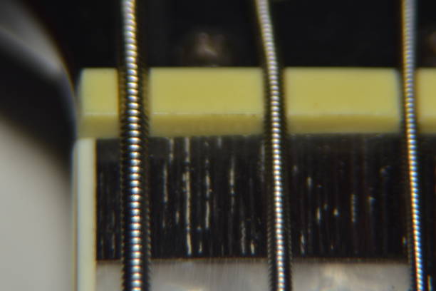 istock Close up of bass guitar strings 1579390927