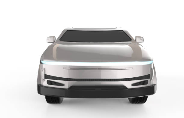 istock Metallic ev car or electric vehicle on white background 1579451655
