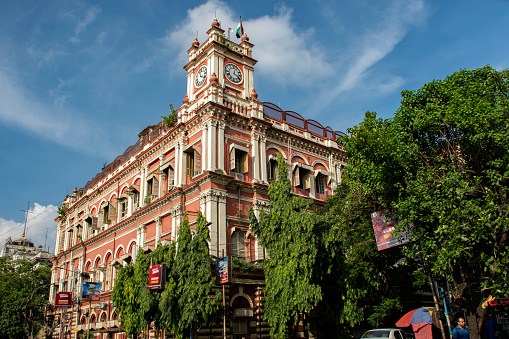 8th July, 2023, Kolkata, West Bengal, India: Cityscape of metropolitan colonial heritage building. of Kolkata (Calcutta), West Bengal, India.