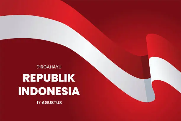 Vector illustration of Happy Indonesian Independence Day, Dirgahayu Republik Indonesia, 17 August 1945. meaning Long live Indonesia, Vector illustration.