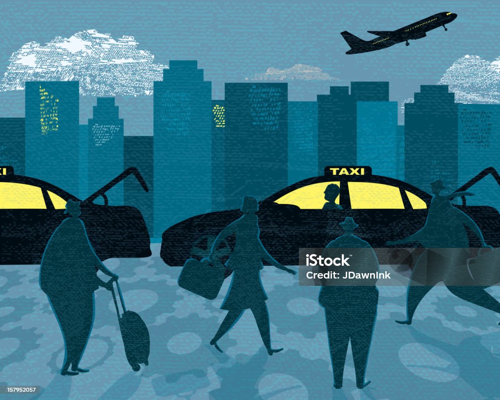 Fotografías estilizadas y viajes de negocios y el transporte en taxi terminal - arte vectorial de Anticipación libre de derechos