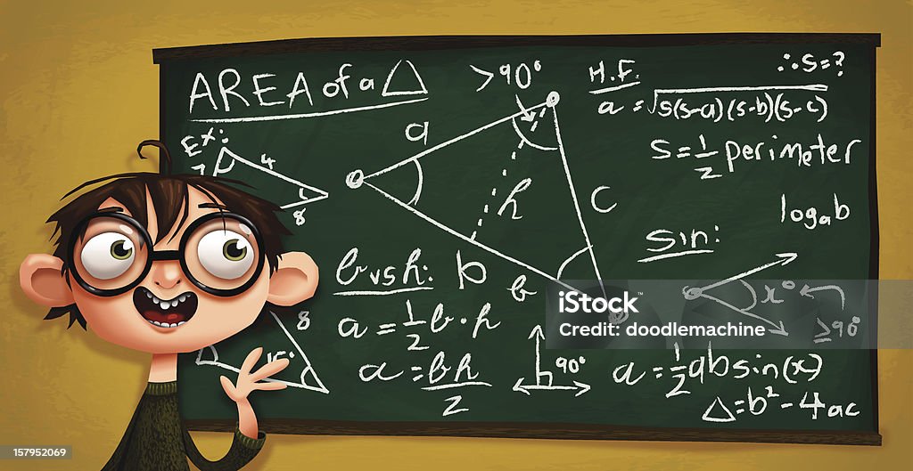Cartoon Computer Nerd Math Nerdy Kiddo Explains Math Stuff Stock Illustration - Download Image Now ...