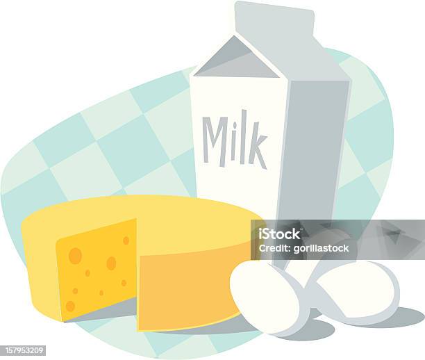 Formaggio Latte E Uova - Immagini vettoriali stock e altre immagini di Alimentazione sana - Alimentazione sana, Bibita, Cibo
