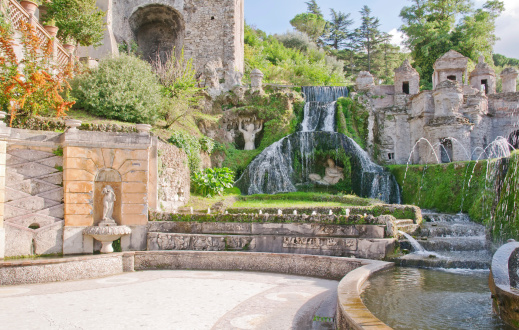 View of Rometta's Fountain in villa d'Este in Tivoli in Italy