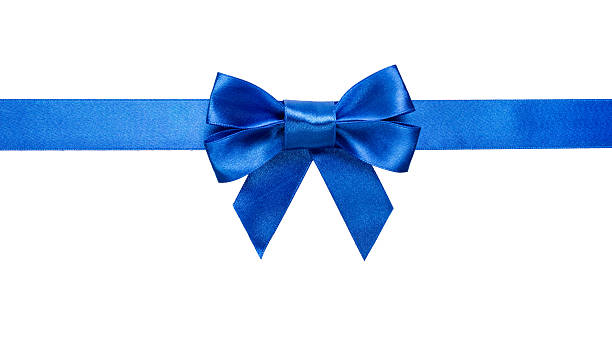 istock blue ribbon with bow and tails 157955738