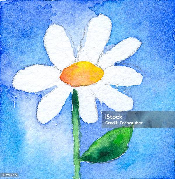 Little Gänseblümchen Stock Vektor Art und mehr Bilder von Aquarell - Aquarell, Bedecktsamer, Blauer Hintergrund