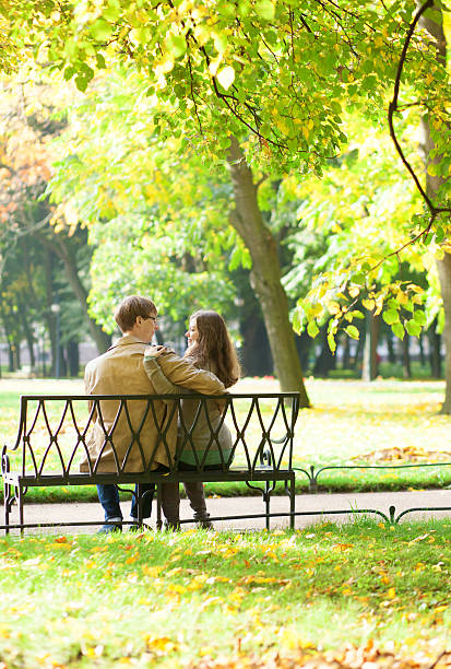 istock Couple sitting on a bench 157963862
