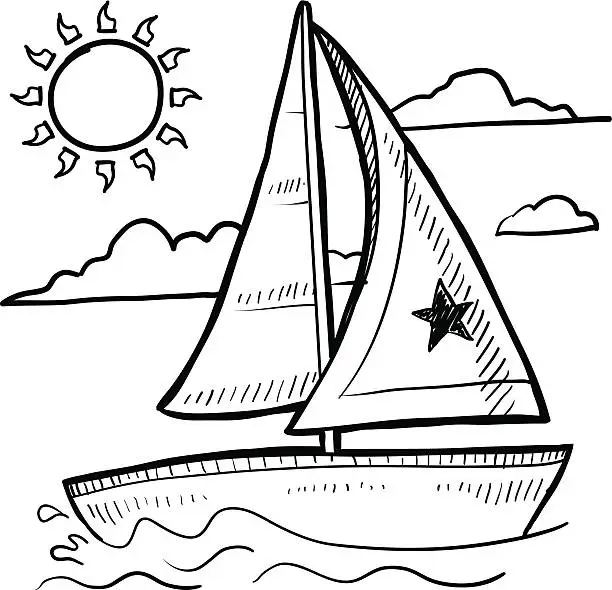 Vector illustration of Sailboat regatta sketch