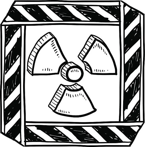 Vector illustration of Radiation warning sign sketch