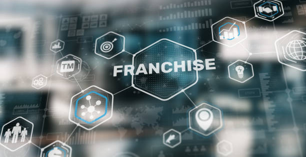 istock Franchise marketing system. Modern technology business. Franchise Distribution network 1579772474