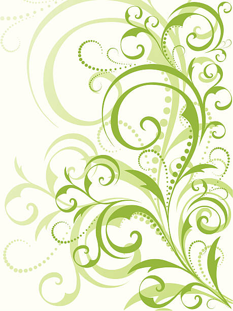 Vert motif floral sur fond blanc - Illustration vectorielle