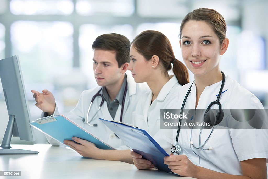 Medical students group of medical students studying in classroom Healthcare And Medicine Stock Photo