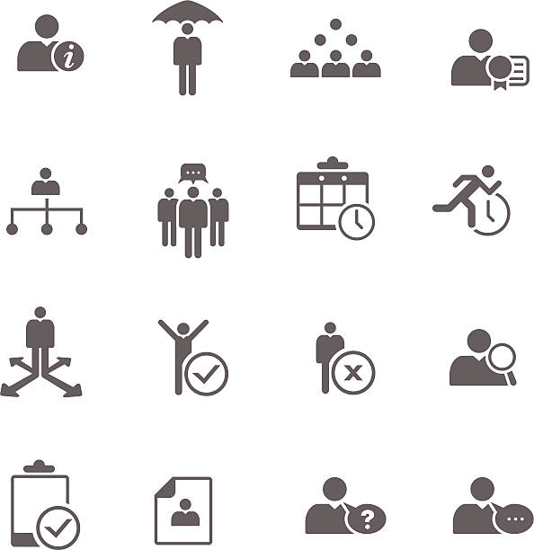 Human Resources Business Management Icon Set Set of 16 human resources and business management icons. Sliced for PNG. rejection icon stock illustrations