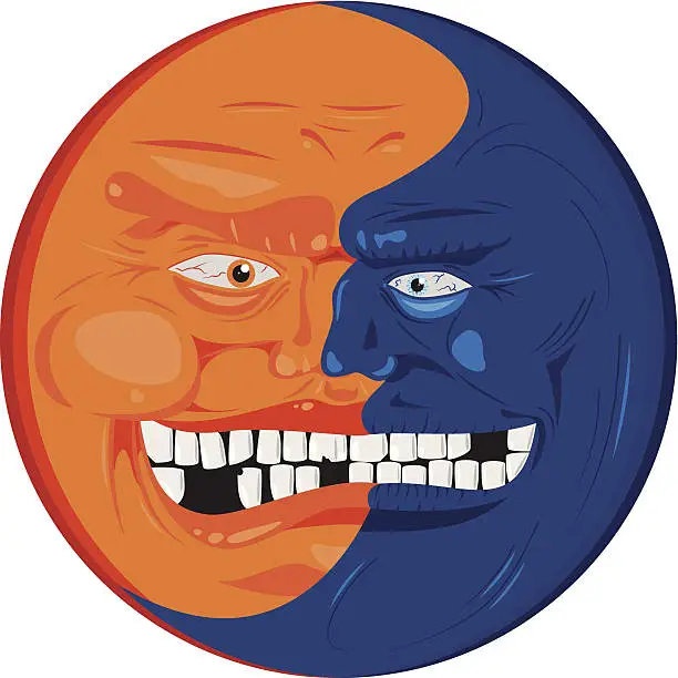Vector illustration of Sun and Moon