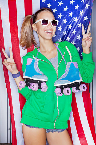 istock Beautiful patriotic girl 157981344
