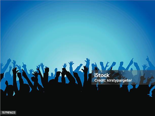 Multidão Entusiasmada - Arte vetorial de stock e mais imagens de Audiência - Audiência, Multidão, Visão Frontal