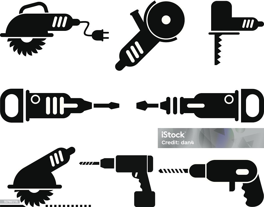 Electric Tools Vektor icon-set - Lizenzfrei Ausrüstung und Geräte Vektorgrafik