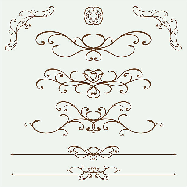 French Ironwork 7 french ironwork inspired design elements. Each design grouped separately. art nouveau ironwork stock illustrations