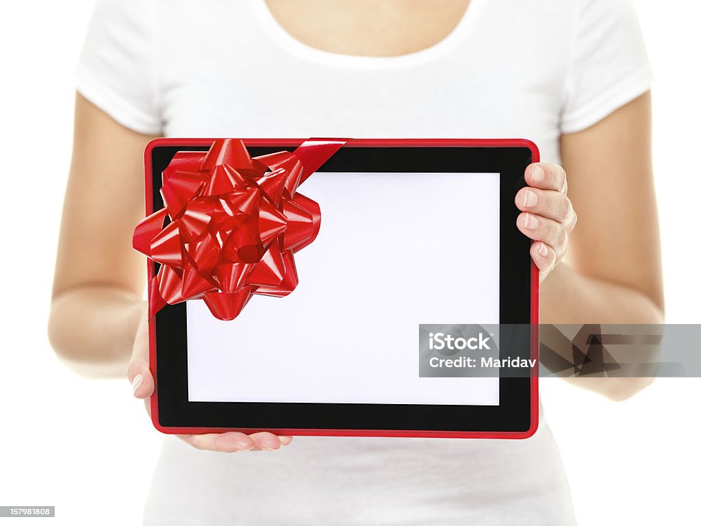 Tableta de la pantalla de regalos - Foto de stock de Adulto libre de derechos