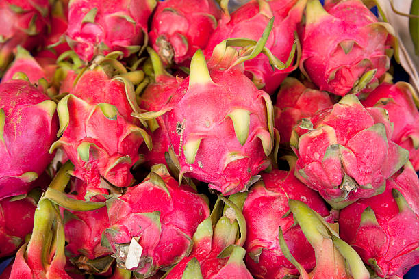 istock Pitaya, dragon fruit at asian market, Thailand 157982850