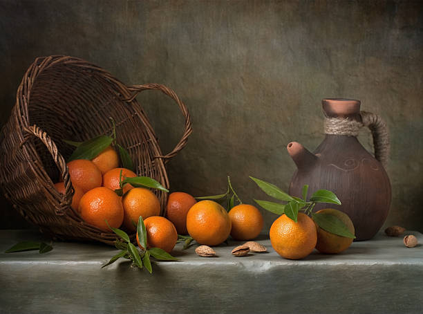 istock Still life with tangerines and basket 157983614