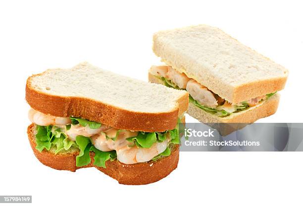 Prawn Salad Sandwich Sliced Bread Stock Photo - Download Image Now - Prawn - Seafood, Sandwich, Appetizer