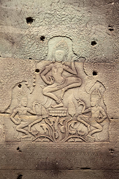 dancing girls carving hindu temple cambodia