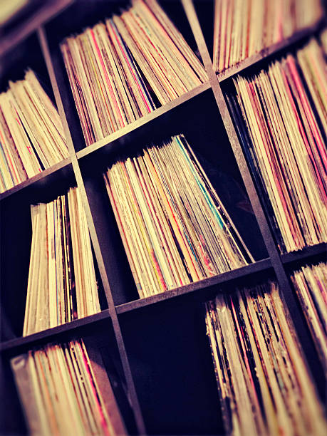 istock Collection of vinyl records on shelves 157984454