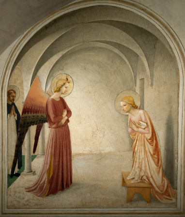 Te Annunciation,frecoe of Fra Angelico in the Monastery of St. Marcos in Florence (Tuscany,Italy)