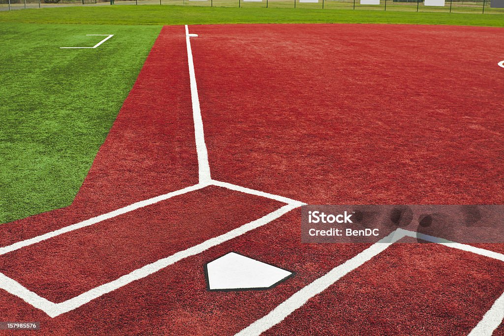 Baseball Płyta podstawy w stronę trzeciej - Zbiór zdjęć royalty-free (Boisko do baseballu)