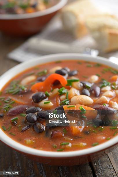 Three Bean Soup Stock Photo - Download Image Now - Bean, Black Bean, Bowl