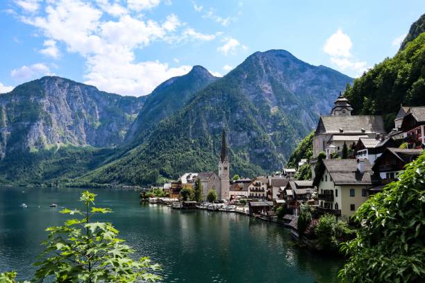 istock Beautiful landscape ,View from a distance looking out at Hallstatt, Austria. 1579866172