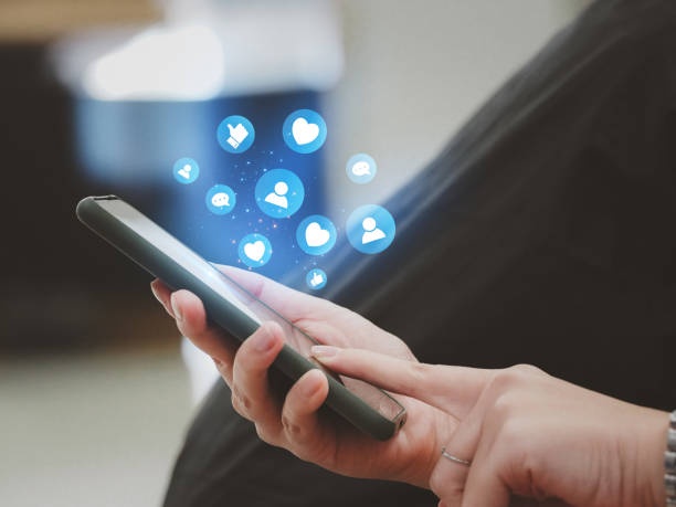 istock Social media application likes and hearts and comments. 1579866530