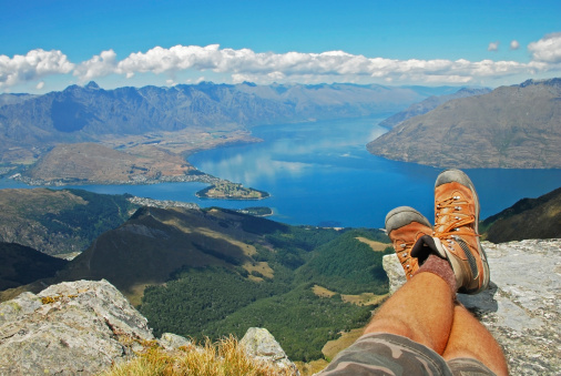 Resting on the summit of Ben Lomond, Queenstown, New Zealand