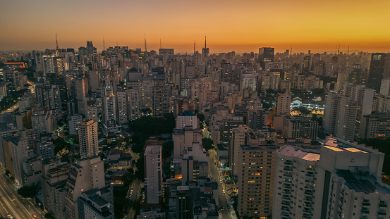 Sunset view of the metropolis, São Paulo city