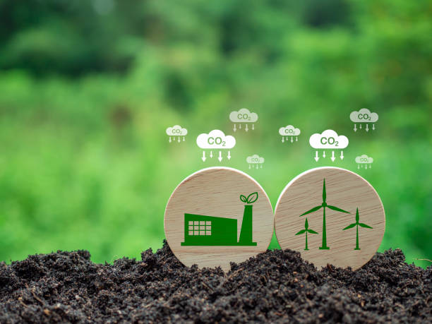 istock CO2 emission reduction concept, clean and friendly environment without carbon dioxide emissions. Planting trees to reduce CO2 emissions, environmental protection concept. 1579871408