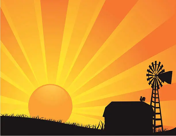 Vector illustration of Farm Sunrise 1