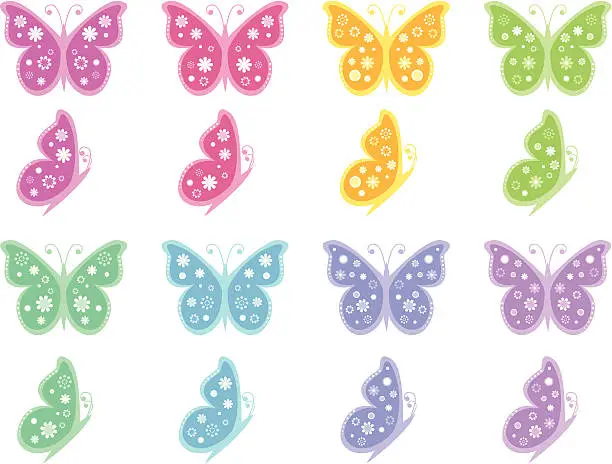 Vector illustration of Funky Butterflies