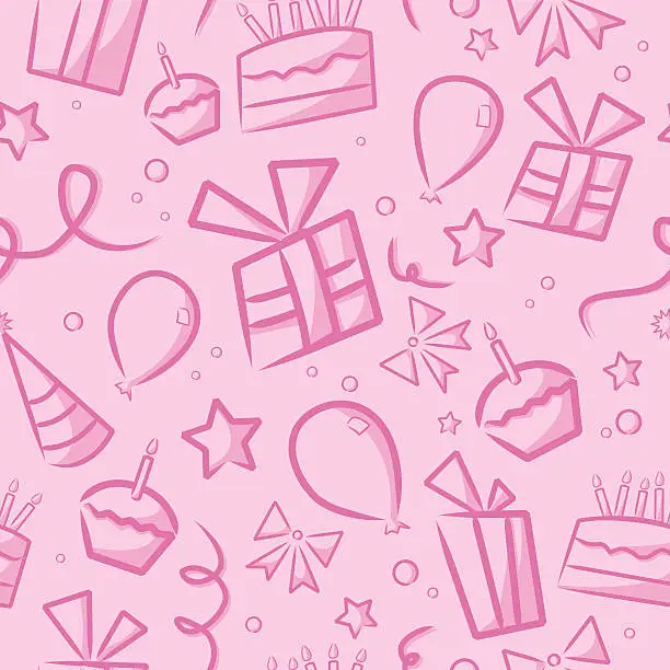 Vector illustration of Seamless Pink Birthday Background