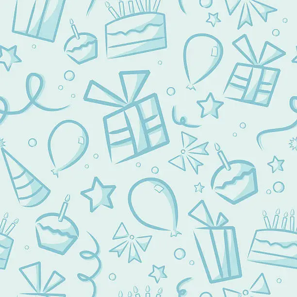 Vector illustration of Seamless Blue Birthday Background