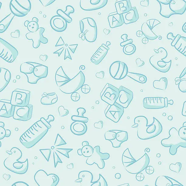 Vector illustration of Seamless Blue Baby Background