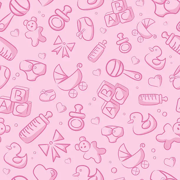 Vector illustration of Seamless Pink Baby Background